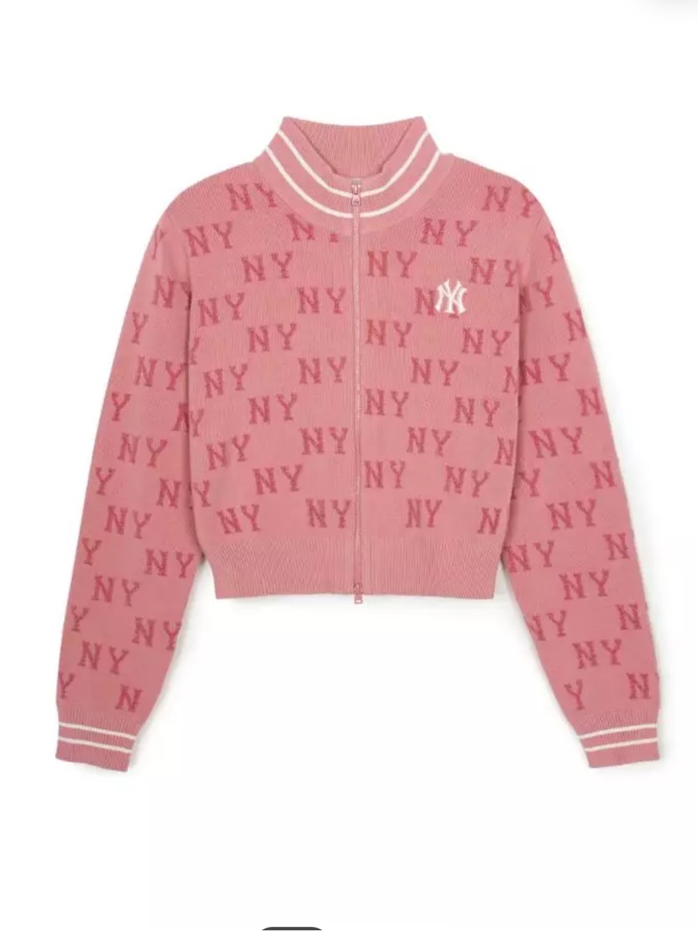 MLB Pink Striped Zip Knit Bomber